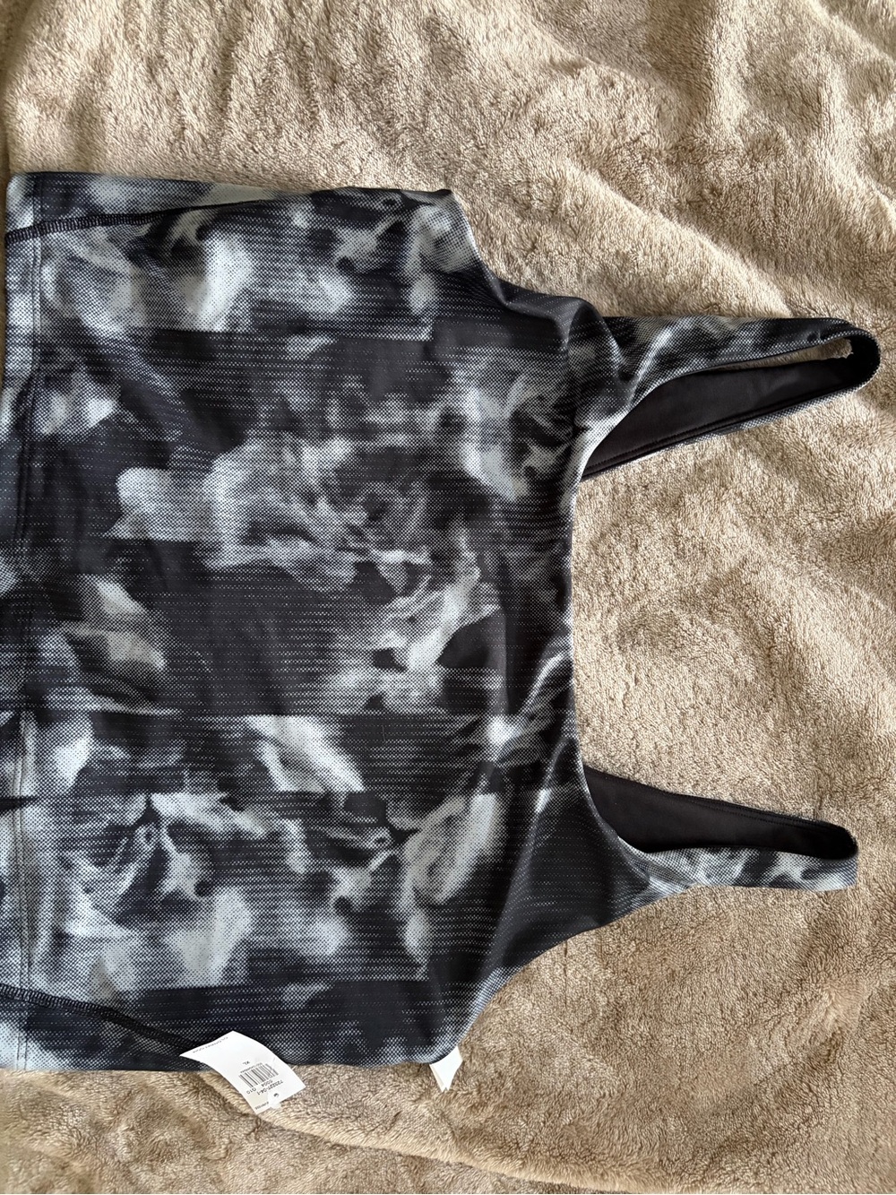 Women’s Black & Gray Tie-Dye longline sports bra